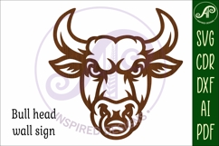 Bull head with ring wall art sign, SVG file. vector Product Image 4