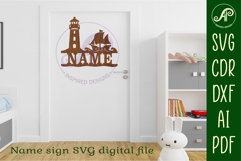 Lighthouse and ship personalized name sign laser cut Product Image 4
