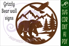 Grizzly bear mountain scene wall sign svg laser cut Product Image 4