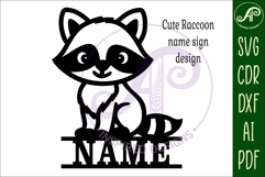 Raccoon personalized name sign laser cut woodland theme Product Image 4