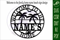 Welcome to the family home beach name wall art sign, SVG Product Image 4
