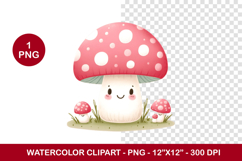 watercolor clipart png - smiling mushroom Product Image 1