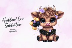 Highland Baby cow clipart sublimation png Product Image 1