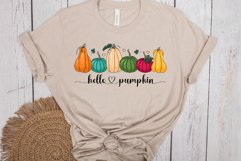 Hello Pumpkin Sublimation PNG, Hand Drawn Pumpkins PNG Product Image 2