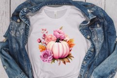 Pink Floral Pumpkin Sublimation PNG, Pink Pumpkin PNG Product Image 5