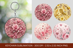 keychain sublimation - floral leopard skin Product Image 1