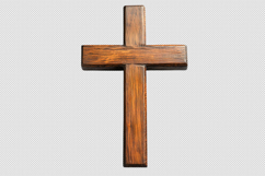 Wooden Christian Cross on transparent background Product Image 1