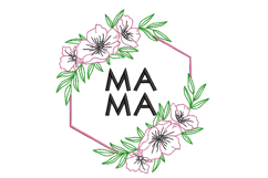 Mama in Floral Frame, Machine Embroidery Design Product Image 1