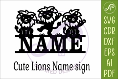 Cute Lions Name Sign SVG, Safari Animal Personalized sign Product Image 4