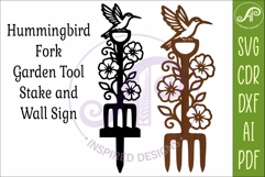 Hummingbird Garden Fork Wall Art &amp; Garden Stake SVG Product Image 4