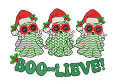 Christmas Ghosts in Santa hats. Machine Embroidery Design. Product Image 1