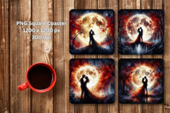 square coaster - couple full moon Product Image 1
