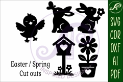 Spring / Easter silhouettes laser cut outs SVG 3 Product Image 4