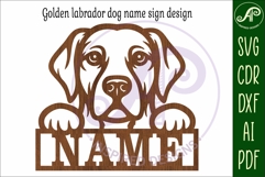 Golden Labrador dog name sign svg laser cut file Product Image 4