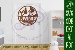 Skateboarder male Name sign svg laser cut template Product Image 4