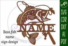 Bass fish name sign svg laser cut file Product Image 4