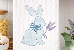 Floral Bunny Embroidery Design with Lavender Bow Product Image 1