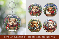 keychain sublimation - christmas highland cow Product Image 1