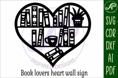 Book lovers heart wall sign, SVG file. vector sign Product Image 4