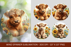 wind spinner - floral highland cow Product Image 1