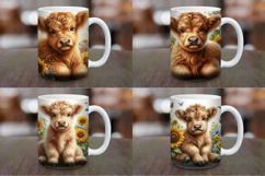 Mug Wrap Sublimation - floral highland cow Product Image 1