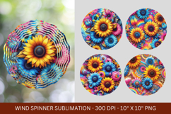 wind spinner png sublimation - neon sunflowers Product Image 1