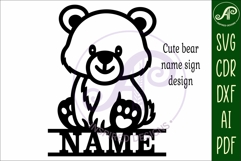 Cute bear personalized name sign laser cut Product Image 4