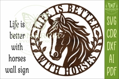 Life Is Better With Horses Round Horse Wall Sign SVG Laser Product Image 4