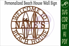 Surfboard Beach House Name Sign SVG, Personalized Coastal Product Image 4