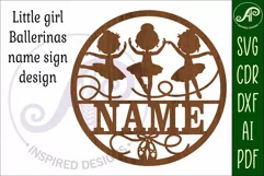 little girl Ballerinas name sign svg laser cut template Product Image 4