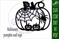 Pumpkin Halloween spider web wall sign svg laser cut file Product Image 4