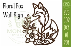 Floral Fox Wall Art SVG, Woodland Fox Decor Sign for Laser Product Image 4
