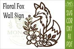 Floral Fox Wall Art SVG, Woodland Fox Decor Sign for Laser Product Image 4