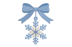 Blue Bow Snowflake Christmas Ornament Embroidery Design Product Image 1