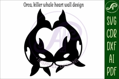 Orcas, killer whales heart wall sign svg laser cut Product Image 4