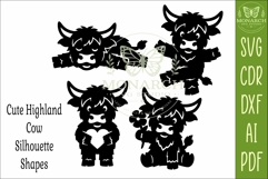 Cute Highland Cow Silhouettes SVG Farm Animal 1 Product Image 4