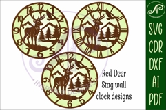 Red deer stag clock wall clock laser cut files Product Image 4