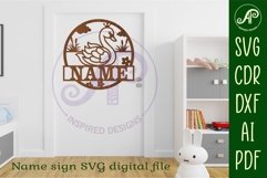 Swan name sign svg laser cut template Product Image 4