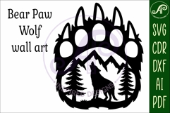 Bear paw print with Wolf wall sign Product Image 4