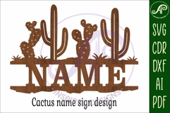 Cactus Desert Name sign svg laser cut template Product Image 4