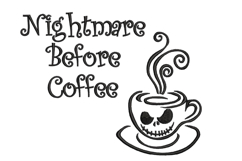 Nightmare Before Coffee, Halloween Machine Embroidery Design Product Image 1