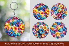keychain sublimation - 3d flowers Product Image 1