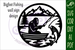 Bigfoot Fishing in a boat wall art sign, SVG file Product Image 4