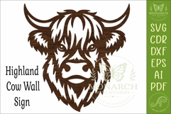 Highland Cow Wall Art SVG, Farmhouse Laser Cut File, Rustic Product Image 4