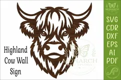 Highland Cow Wall Art SVG, Farmhouse Laser Cut File, Rustic Product Image 4