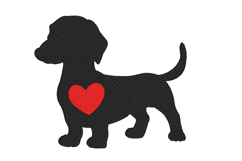 Dachshund Dog with a Heart Machine Embroidery Design Product Image 1