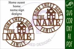Home sweet home family name wall art sign, SVG personalized Product Image 4