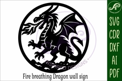 Fire Breathing Dragon wall sign svg laser cut Product Image 4