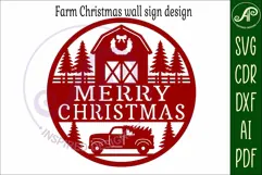 Farmhouse Merry Christmas wall sign svg laser cut Product Image 4