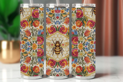 Tumbler Wrap Seamless Pattern - floral honey bee Product Image 1